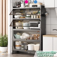 Dapur Kabinet Rak Dapur Kitchen Cabinet Microwave Oven Rack Multi-layer Storage Shelves with Door Wh