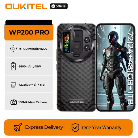 Oukitel WP200 Pro Rugged Phone with Detachable Earphone Watch, 72GB+1TB MTK8200 5G Modular Smartphon