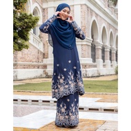 LUVLA Baju Kurung Riau Puffy Sulam Kuntum, Baju Raya 2022,Baju Kurung Sulam, Ready Stock, Nursing Fr