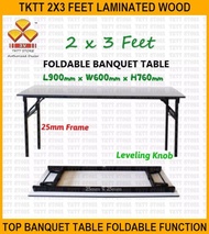Tktt 2x3 Feet Laminated Wood Top Banquet Table Foldable Function Table Desk Meja Lipat Serbaguna - 3V