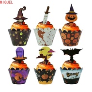 MIQUEL Cake Topper Kitchen Cupcake Tray Pumpkin Witch Cupcake Wrapper