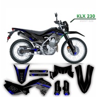HITAM Cool full body decal, klx 230 striping variation, one one nine motif, simple, black, gray, blu