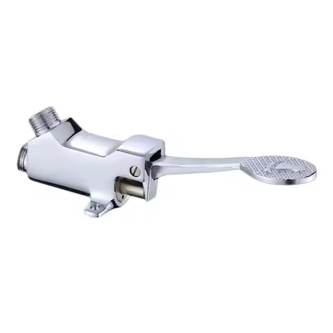 Brass Floor Mount Single Foot Pedal Water Valve for Basin, Touchless Pedal Faucet G1/2’’ IPS