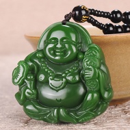 Green  Buddha Pendant Jasper Money Ruyi Buddha Pendant Maitreya Buddha Pendant Women's Laughing Buddha Sweater Chain