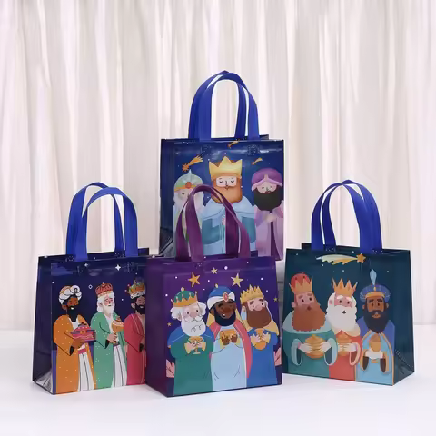 8Pcs Spain Three Kings Day Luxury Gift Wrapping Bags Festive Treat Candy Party Favor Tote for Sweets