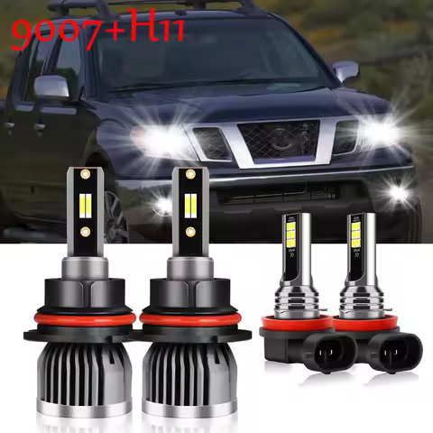 4x Hi/Lo LED Headlight + Fog Light Bulbs Kit For Nissan Xterra 2005-2015 For Frontier 2005-2013 2014