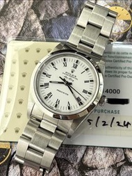 🌈🌈新返貨啦🌈🌈🤍Rolex Air-King 14000🤍原裝白羅馬字T面🤍連原裝Rolex 78350板帶🖤34mm 狀態一流🤍連出世卡👍🏼VU2886（廣華街店）