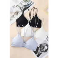 [Echo Chic] Korean Version Junior Three Beautiful Back Fresh Cross Strap Threaded Tube Top Halter Ba