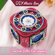 DIY 3D Light-Up Music Box Wooden Handcrafted Assembly Jewelry Box Creative Christmas Gift