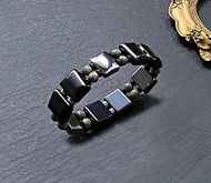 避邪保平安-黑曜石x太赫茲x麥飯石x黑檀木 鋼手排 手環 手鍊