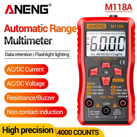 Smart Digital Multimeter Tester ANENG M118A Non-contact Induction AC DC Voltage Current Auto Range 6