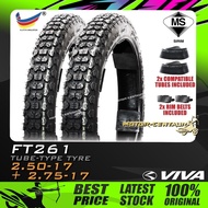 TAYAR KOMBO VIVA TYRE FT261 2.50-17 + 2.75-17 + TUBES 250-17 275-17 FOR DASH EX5 DREAM WAVE FUTURE L