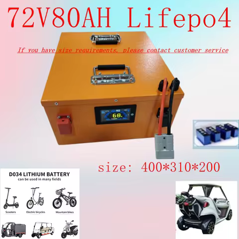 72V Lifepo4 Rechargeable Battery 80AH-150AH High Capacity Energy Storage for Motorcycle Electric Car