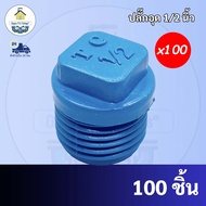 PVC(แพค100ตัว) ปลั๊กอุด ปลั๊กอุดเกลียวนอก ฝาอุดเกลียวนอก ขนาด 1/2 นิ้ว หรือ 4 หุน ใช้สวมท่อ PVC ฟ้า 