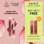 3CE Velvet Lip Tint Plush, Soft Blur Matte 24H Non-Drying Lightweight Comfortable Lipstick Asian Sha