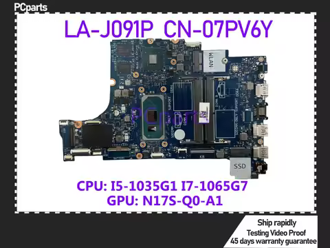 PCparts CN-07PV6Y For DELL Inspiron 3493 3593 Laptop Motherboard FD145 LA-J091P I5-1035G1 I7-1065G7 