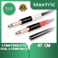 Panamax 47cm 3.5MM Female to Dual 6.35MM Male Audio Cable, Y-Cable Splitter Cord = PX-2401G
