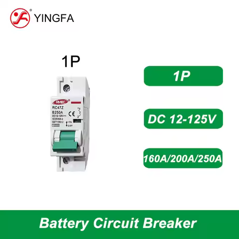 1P DC Battery Circuit Breaker 12V 24V 36V 48V 60V 72V 96V 120V For Solar Cells RV Battery Air Switch