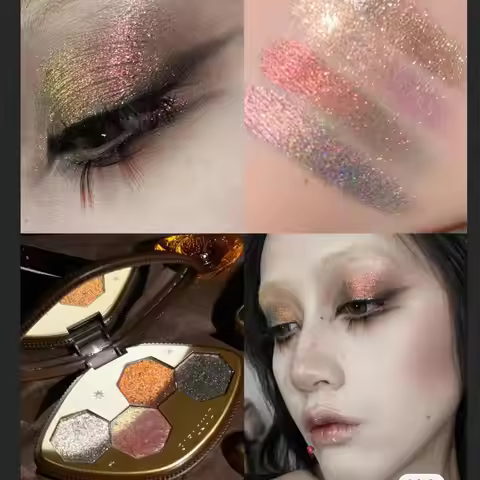 Girlcult 4-Color Glitter Eyeshadow Palette Chameleon Matte Champagne Shimmer Waterproof Eyeshadow Ko