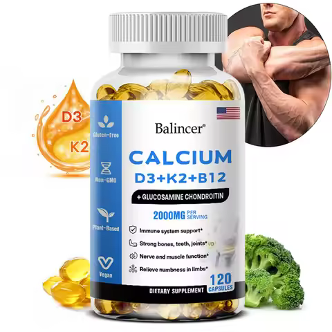 Calcium Capsules - Vitamin D3+K2+B12, Relieve Arthritis & Joint Pain, Repair Cartilage, Strengthen B