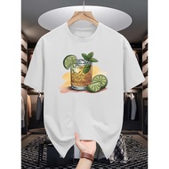 TEQUILA Men'S Short-Sleeve T-Shirt with Lime & Tequila Shot Graphic Print - Casual Round Neck Summer
