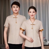 2024 Fashion Cleaner Uniform Women/men Hotel Waiter Restaurant Workwear Housekeeping Uniform Size L-