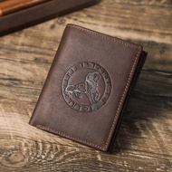 Hiram da thật của Nam Ví ngắn 12 chòm sao dập nổi ví đựng tiền xu đựng thẻ biểu tượng tùy chỉnh dập