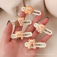 [Aria] Cute bread and butter bear hair clip Side fringe hair clip
