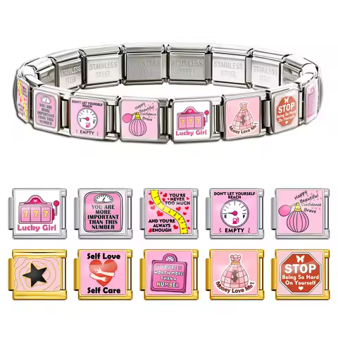 777 Self Love Perfume 90s Baby Charm Italian Link fit Stainless Steel 9mm Italian Charm Bracelet Pin