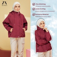 ZOE ARISAH Avenia Windbreaker Jacket Water Resistance Muslimah Plain Top Hooded Sport Ulwina Active 