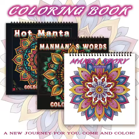 30 Sheets Adult Spiral Colouring Book, 8.3x 8.3 inches 100gsm Thick Paper, Perfect for Back to Schoo