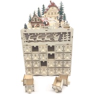 Wooden Christmas Advent Calendar Countdown to Christmas LED Holiday Decoration 24 Drawers with LED L