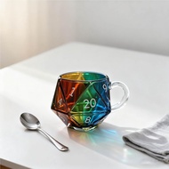 Rainbow D20 Dice Cup, 2025 Polyhedron Dice Coffee Cup, RPG Lovers Game Cup, Fantasy Lovers Game Nigh