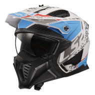 LS2 Helmets - Drifter OF606 Devor Matt White Blue - หมวกกันน็อคเปิดหน้า
