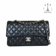 【巴黎站二手名牌專賣店】＊現貨＊CHANEL香奈兒真品＊經典黑羊皮銀雙C COCO 25 金鏈肩背包