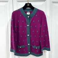 CHANEL 香奈兒 紫 點點 cashmere 針織外套 針織上衣 罩衫 上衣 外套