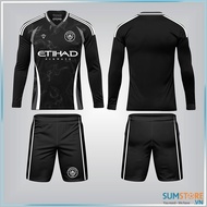 Bộ Quần Áo Bóng Đá CLB M.an.City Đen Dài Tay SS25 - Đồ Đá Bóng Thun Lạnh 4 Chiều