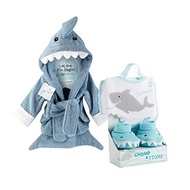 [USA]_Baby Aspen Shark Gift Bundle with Shark Chomp  Stomp and Shark Robe, BLUE