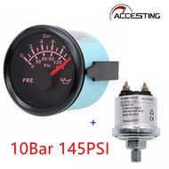 【Blue Shell】52mm 0-10 Bar 0-145 psi Waterproof Oil Pressure Gauge Marine Truck Marine Mechanical Oil