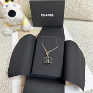 Chanel 香奈兒雙C黑色琺瑯項鍊