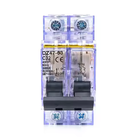 DZ47-63 Transparent Miniature Circuit Breaker 16-63A 1P/2P/3P/4P DIN Rail Mount with Overload Protec