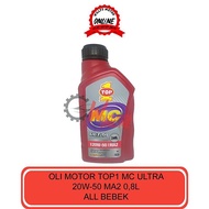 Oli Top 1 SAE 20W-50 MA2 08L / Oli Motor bebek / Oli Motor Sparepart murah
