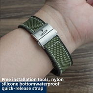 20mm 22mm Nylon Silicone Strap for Rolex Black & Green Buffalo Air-King GMT Submariner Men Women Ban