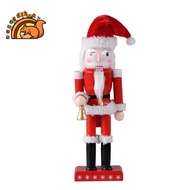 1 PCS Wood 25CM Wood Nutcracker Santa Figure Ornaments