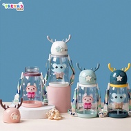 FR-C406 Botol Air Minum Anak Sedotan 610ml Model Tanduk Rusa Lucu / Botol Minum Anak BPA FREE Food