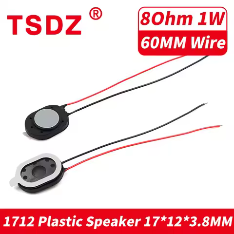 5Pcs/Lot 1712 Internal Magnetic Plastic Speaker 8Ohm 1 Watt Elliptical Flat Panel MP3 Speaker Wire L