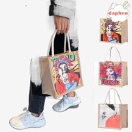۩☢☜DAPHNE Women Canvas Handbag Ethnic Style Shopping Bag Lunch Bags Peking Opera Printed Personality