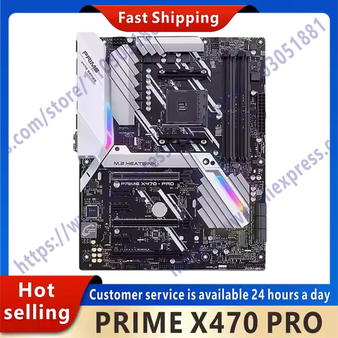Used AM4 Motherboard PRIME X470 PRO adapters X470 chip socket AM4 For Ryzen/7th Gen A-Series 4 × DDR