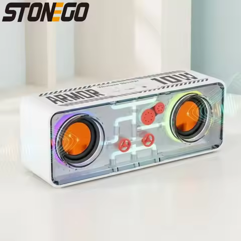 STONEGO Transparent Wireless Bluetooth Speaker Home Computer E-Sports Colorful Light Steel Bass Diap