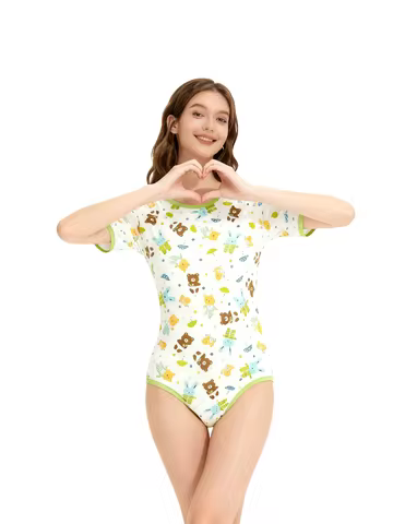 Lovely bear printing bodysuit/adult onesie/abdl clothes